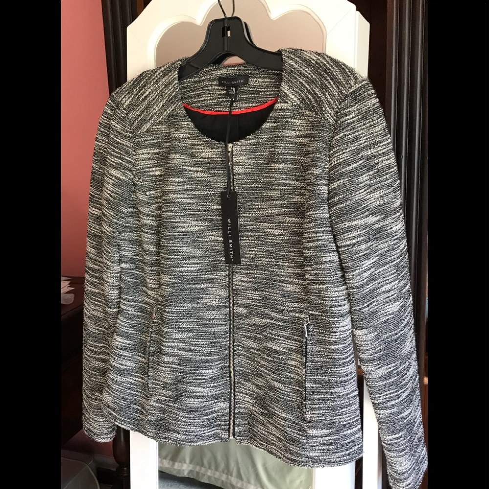 Willi Smith Blazer Jacket Tweed Black & White New with Tags
